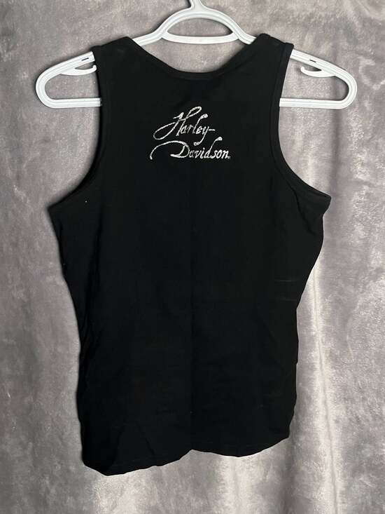 Harley-Davidson Women's Black Rhinestone Bedazzled Tribal Eagle Tank Top - Picture 2 of 2